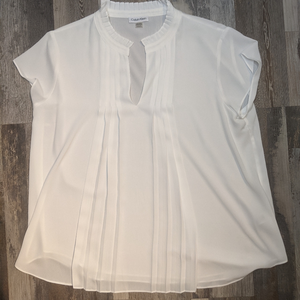 Calvin Klein Women's Blouse, Extra Large, White